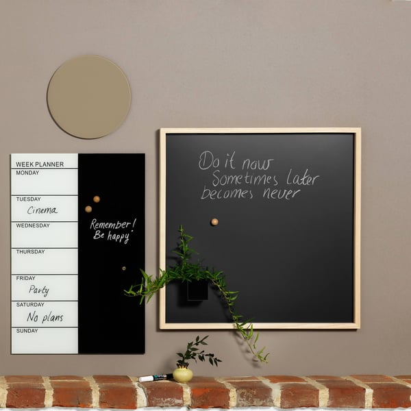 Magnetisk NAGA ugetavle i glas 40x60 cm - engelsk tekst