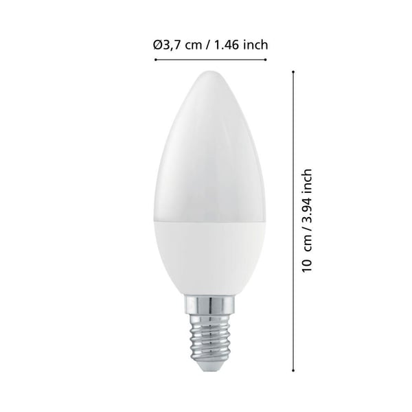 EGLO E14 LED C37 opal lyspære med varmt hvitt lys