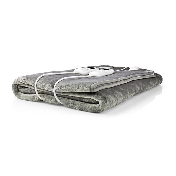 Nedis PEBL130CWT2 elektrisk teppe 120 W Grå, Hvit Fleece, Polyester