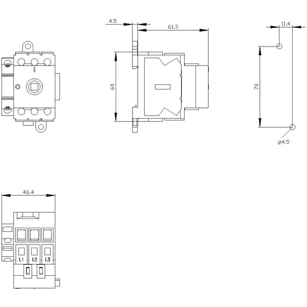3-polet 16 mm² 16 A 1 x sluttkontakt, 1 x brytekontakt 690 V/AC Siemens 3LD30101TK05