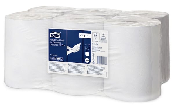Käsipyyhe Tork H13 Advanced 2-kerroksinen valkoinen 143 m - elektroniseen annostelijaan - (6 rullaa laatikossa)