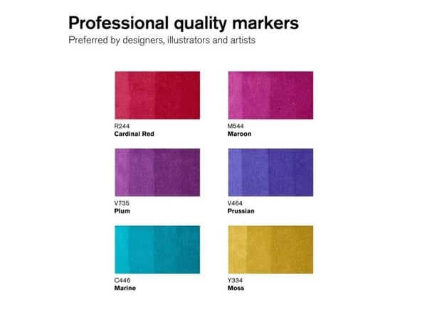 Winsor & Newton 884955070369, 6 stykker, Blå, Rosa, Lilla, Rød, Fiolett, Gult, Assortert, Sort, Cardinal Red, Moss, Marine, Prussian, Plum, Maroon....