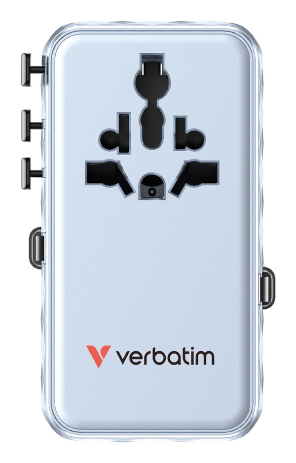 Verbatim EU/UK/USA matkasovitin GaN 1xUSB-C/1xUSB-A/2xUSB-C PD 70W sininen 30187