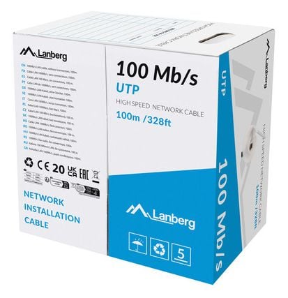 Lanberg - Samlet kabel - 100 m - 5.1 mm - UTP - grå