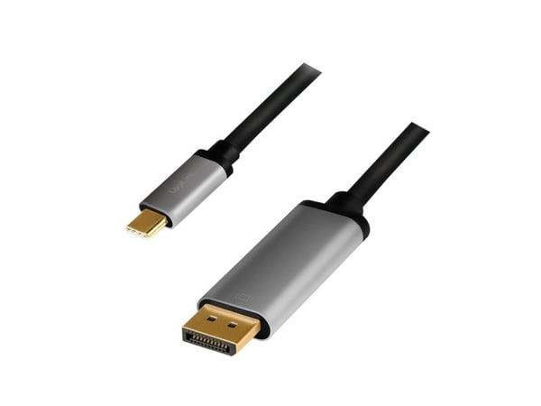 LogiLink CUA0100 USB-C til DisplayPort-kabel 4K 60 Hz 1,8 m, svart/grå