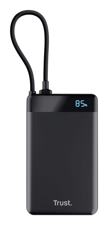 TRUST Powerbank Fiera, 10000 mAh, kaapelilla, 2x USB-C, musta