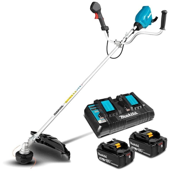 Makita DUR369APT2, Trådkutter, Nylontråd, D-sløyfet håndgrep, 7000 RPM, Svart, Blå, Grå, 43 cm