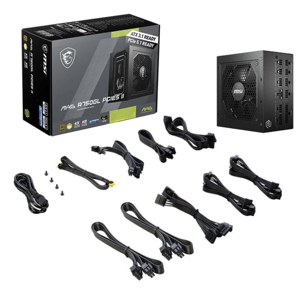 MSI MAG A750GL PCIE5 II nätaggregat 750 W ATX3.1 80 PLUS Gold modulärt