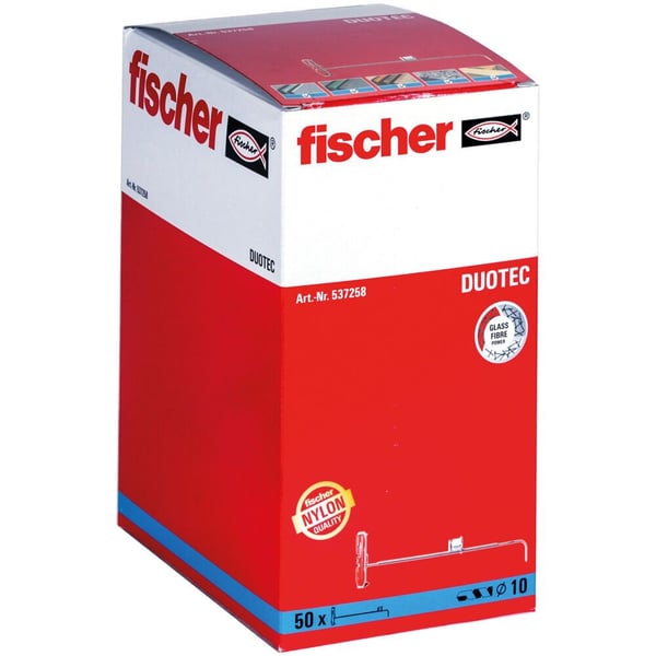 Fischer 537258, Skrue- og veggpluggsett, Gipsfiberplate, Gipsplater, 50 mm, 1 cm, 4,5 mm, 5 mm