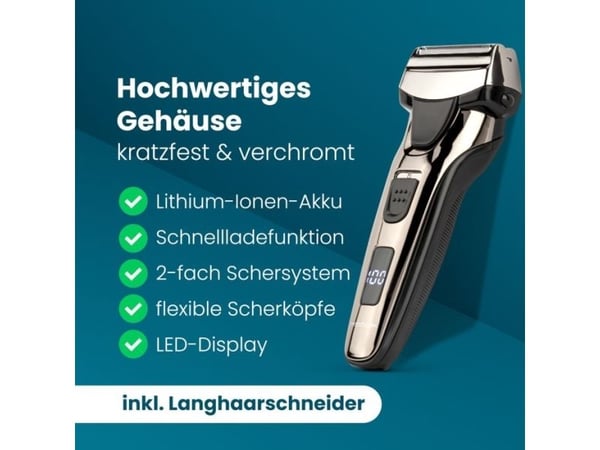 ProfiCare PC-HR 3140, Folie shaver, Sort, Krom, Slider, Batteri/USB, Lithium-Ion (Li-Ion), 600 mAh