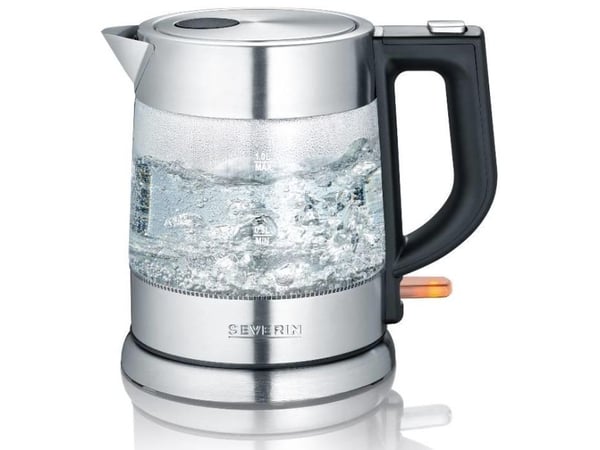 Severin WK 3468, 1 L, 2200 W, Musta, Ruostumaton teräs, Läpinäkyvä, Lasi, Veden tason ilmaisin, Ylikuumenemissuoja