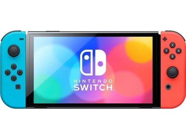 Nintendo | Switch OLED - Spelkonsol - Full HD - 64GB - Svart - | Inkl. 2 x Joy-Con (neonröd/neonblå)