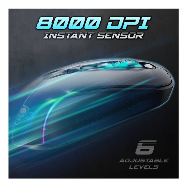 Spirit of Gamer S-EM50BK, Oikeakätinen, Optinen, RF Wireless + Bluetooth + USB Type-C, 8000 DPI, musta