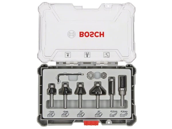 Bosch 2607017468 fresestålsett, 6 mm skaft, 6 stk.