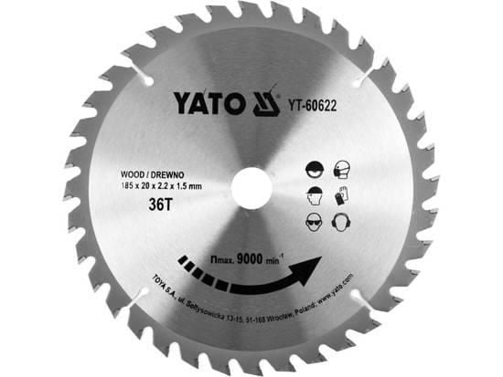 Yato YT-60622, Muovi, Puu, 18,5 cm, 2 cm, Kovametallihampaat (TCT), 9000 RPM, Yato