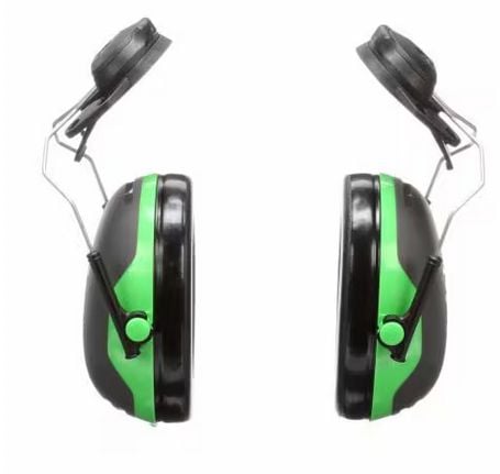 3M PELTOR Helmet Attached Earmuffs X1P3E, 10/Case, Skyddande hörselkåpa för hjälm, Svart, Grön