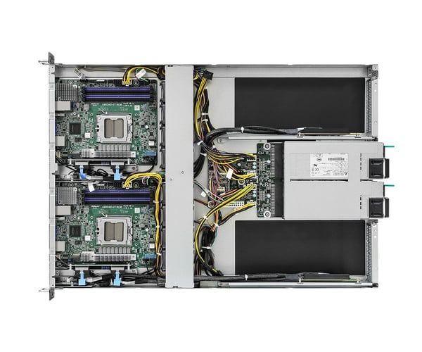 ASRock Rack 1U2N2G-AM5/2T - 2 noder - maskingruppe - rackmonterbar 1U - 1-veis - ingen CPU - RAM 0 GB - uten HDD - AST2600 - Gigabit Ethernet, 2.5 ...