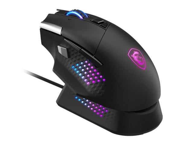MSI VERSA PRO - Mus - optisk - 15 knappar - trådlös, kabelansluten - 2.4 GHz, Bluetooth 5.3, USB - låda