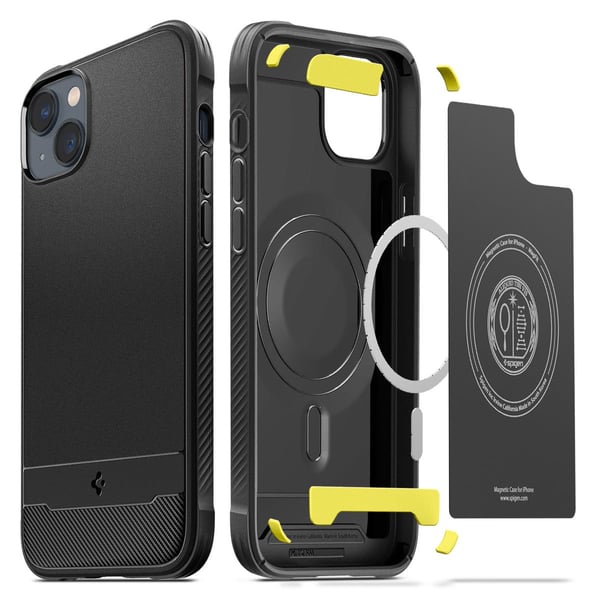 Spigen Rugged Armor Magfit - bakdeksel til mobiltelefon - MagSafe-kompatibilitet - polykarbonat, termoplastisk polyuretan (TPU), støtskum - matt sv...