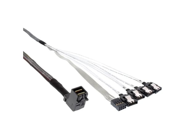 InLine 27631A, 0,5 m, 4x SATA male, 4 x SATA, Ledning feste, Rett, Sort