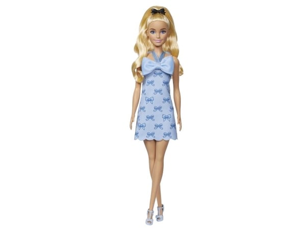 Barbie Fashionista #237 muotinukke, sininen niskalenkkimekko rusetilla