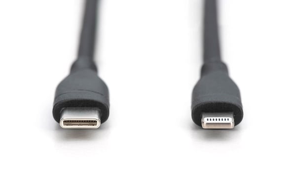 ASSMANN - Lightning-kabel - USB-C hann til Lightning hann - 1 m - enkeltskjermet - MFI-sertifisert - svart