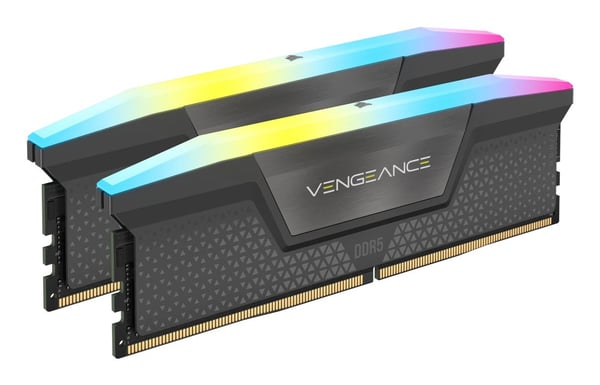 CORSAIR Vengeance RGB - DDR5 - sats - 16 GB: 2 x 8 GB - DIMM 288-pin - 5600 MT/s / PC5-44800 - CL40 - 1.25 V - ej buffrad - on-die ECC - grå