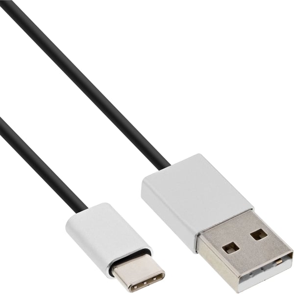 InLine 35836, 0,5 m, USB A, USB C, USB 2.0, hane/kvinna, svart