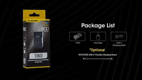 Nitecore TINI3, Avaimenperätaskulamppu, Oranssi, Alumiini, Painikkeet, IP54, LED