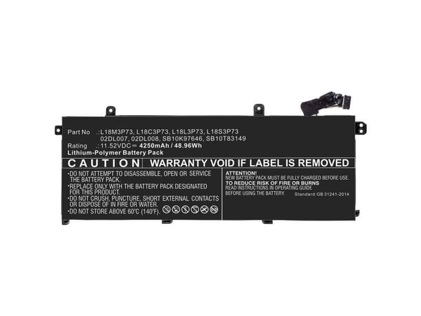 CoreParts - Batteri til bærbar PC (tilsvarer: Lenovo 02DL007, Lenovo 02DL008, Lenovo 02DL009, Lenovo 02DL010, Lenovo 5B10W13877, Lenovo 5B10W13905,...