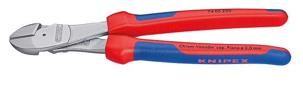 Knipex 74 05 250, Sivuleikkurit, Kromivanadiini-teräs, Muovi, Sininen, Punainen, 250 mm, 440 g
