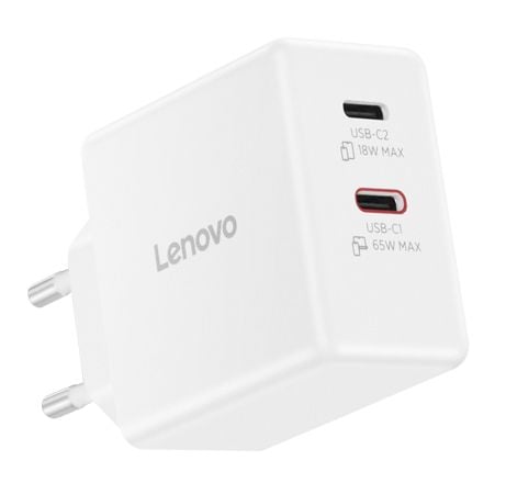 Lenovo Dual USB-C 65W GaN-lader | USB-C | 65 W | Lader