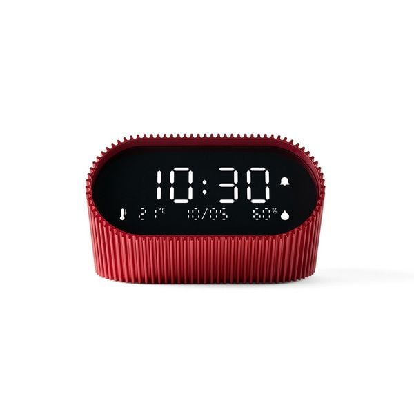 LEXON Ray Clock, Digital väckarklocka, Oval, Röd, Akrylnitrilbutadienstyren (ABS), Gjuten aluminium, inomhus, Adult/Child