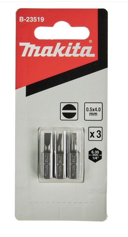 Makita B-23519, 3 styck, Kryss, 1/4", SL0.5x4,0, 25 mm