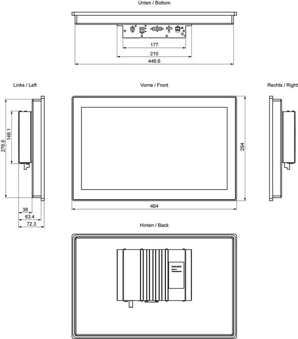 Siemens 6AV7863-6MA00-2NA0, 1080 x 1920 pixlar, 294 mm, 7,4 kg, 630 mm, 510 mm, 240 mm