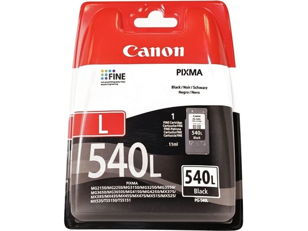 Canon PG-540L - 11 ml - L-størrelse - svart - original - blekkpatron - for PIXMA MG3250, MG3550, MG3650, MG4250, MX395, MX455, MX475, MX525, MX535,...