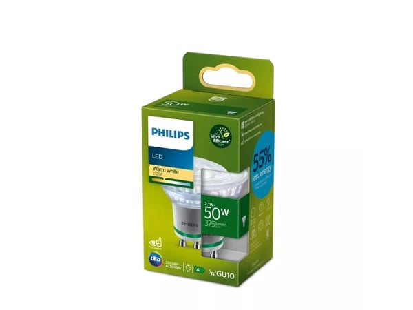 Philips Kohdelamppu 50W PAR16 GU10, 2,1 W, 50 W, GU10, 375 lm, 50000 h, Lämmin valkoinen