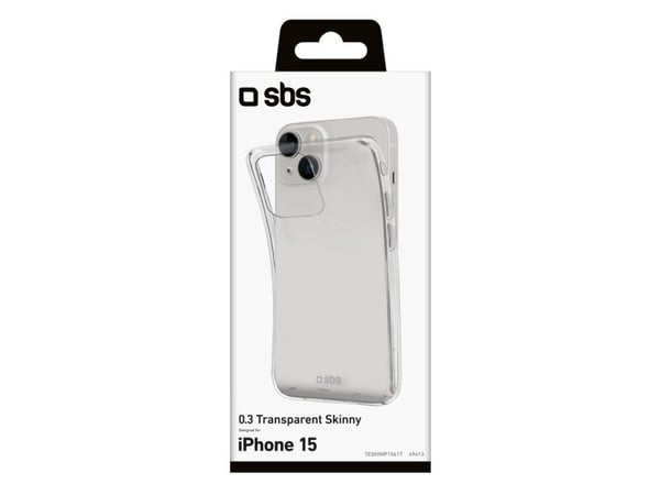 SBS Skinny - Skydd för mobiltelefon - termoplastisk polyuretan (TPU) - transparent - för Apple iPhone 15