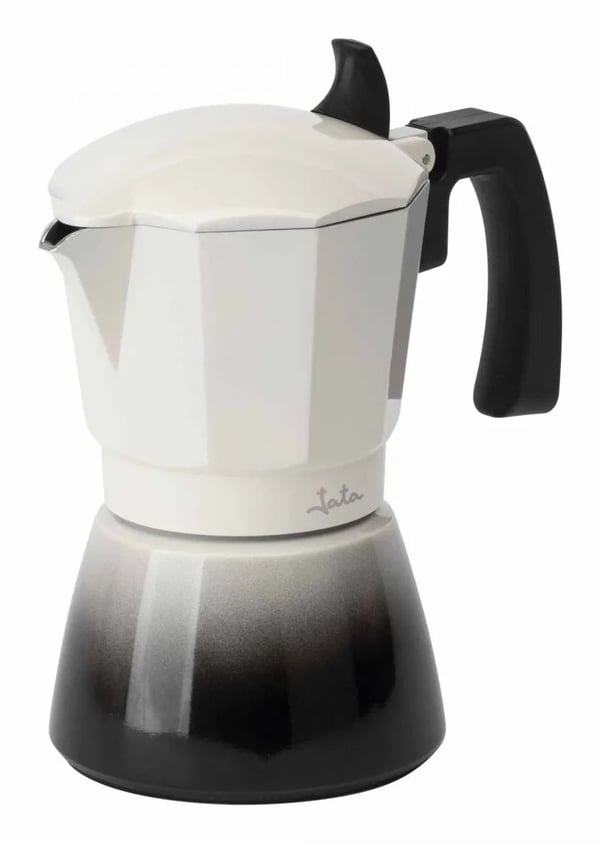JATA HCAF2406, Mokkapannu, 0,3 L, musta, Valkoinen, Alumiini, 6 kuppia, 100,5 mm