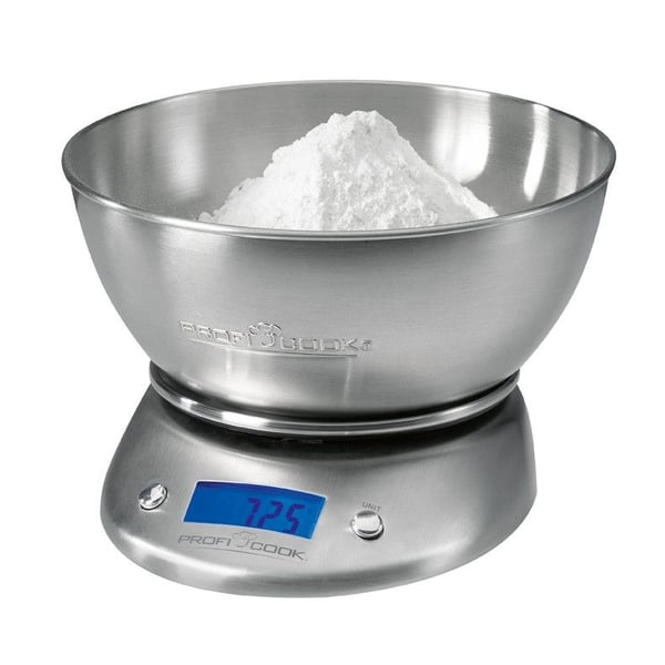 ProfiCook KW1040, Sähkökeittiövaaka, 5 kg, 1 g, Musta, Ruostumaton teräs, 2 L, LCD