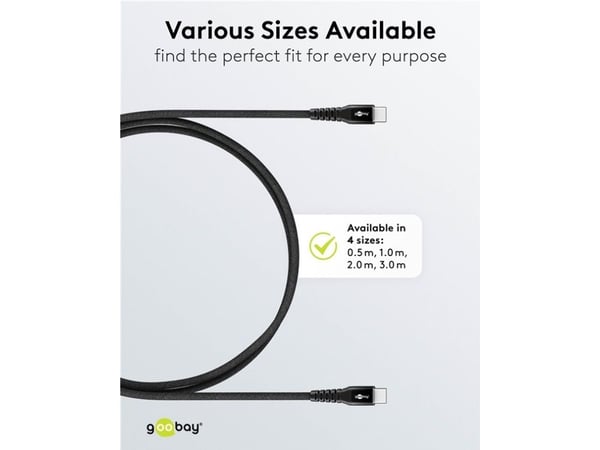 Goobay 73954, 2 m, USB C, USB C, USB 2.0, 0,48 Gbit/sek., Sort