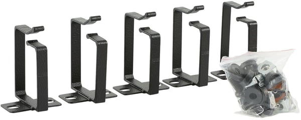Lanview by Logon - Kabelkrok - aluminum, 44 x 60 mm - skapmonterbar - svart, RAL 9005 - 1U - 19" (en pakke 5 deler)