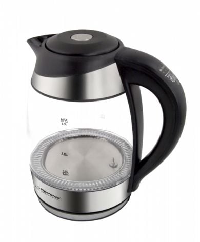 Esperanza EKK026, 1,7 L, 2200 W, Musta, Läpinäkyvä, Lasi, Muovi, Säädettävä termostaatti, Veden tason ilmaisin