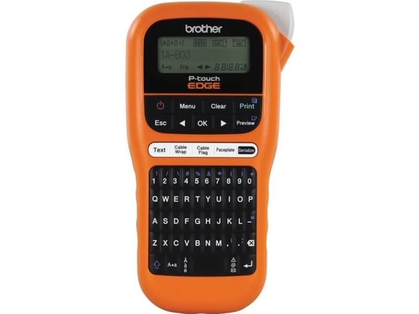 Brother PT-E110, QWERTY, HGe/TZe, Lämpösiirto, 180 x 180 DPI, 20 mm/s, Musta, Oranssi