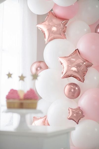 PartyDeco CHB1-5-019R-50, Lekeballong, Latex, Rosegull, Temafest, Rund, Ikke for barn under 36 måneder