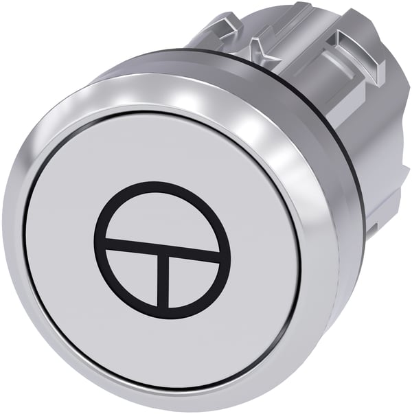 Siemens 3SU10500AB600AB0 3SU1050-0AB60-0AB0 Painike Eturengas metallia, kiiltävä, pyöreä painike hopea, valkoinen 1 kpl
