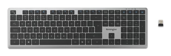 Kensington KB535 EQ - Tastatur - multi-device, rechargeable - full size - trådløs - 2.4 GHz, Bluetooth, USB - QWERTY - Internasjonal engelsk / kana...