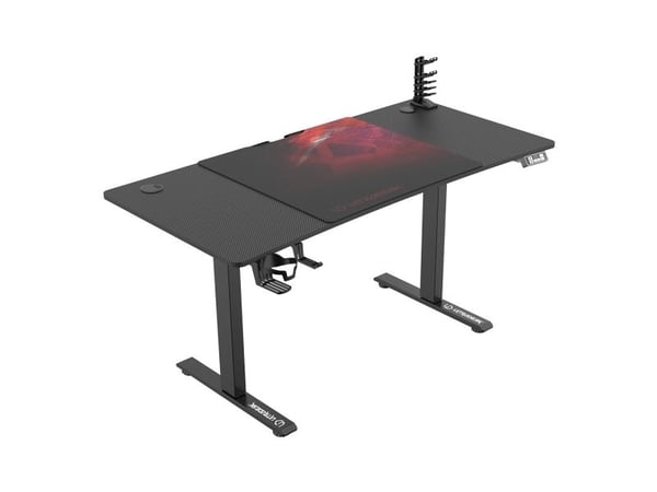 Ultradesk LEVEL V2 gamingbord 140 x 68 cm, 72–117 cm, svart/röd