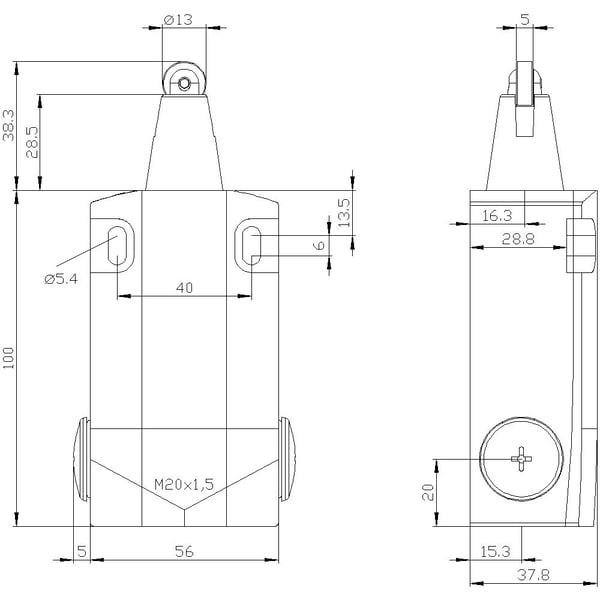 Siemens 3SE51620BD02 3SE5162-0BD02 Asentokytkin 6 A ruostumattomasta teräksestä valmistettu rulla, rullatyöntö IP66, IP67 1 kpl, metalli, IP66, IP6...