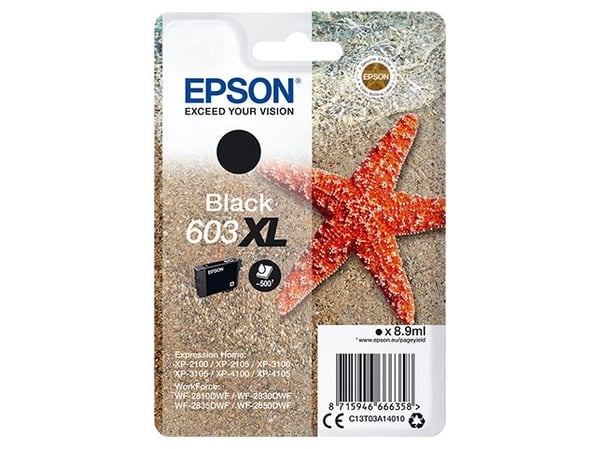 Epson 603XL - 8.9 ml - XL - svart - original - blister - blekkpatron - for Expression Home XP-2150, 2155, 3150, 3155, 4150, 4155; WorkForce WF-2820...